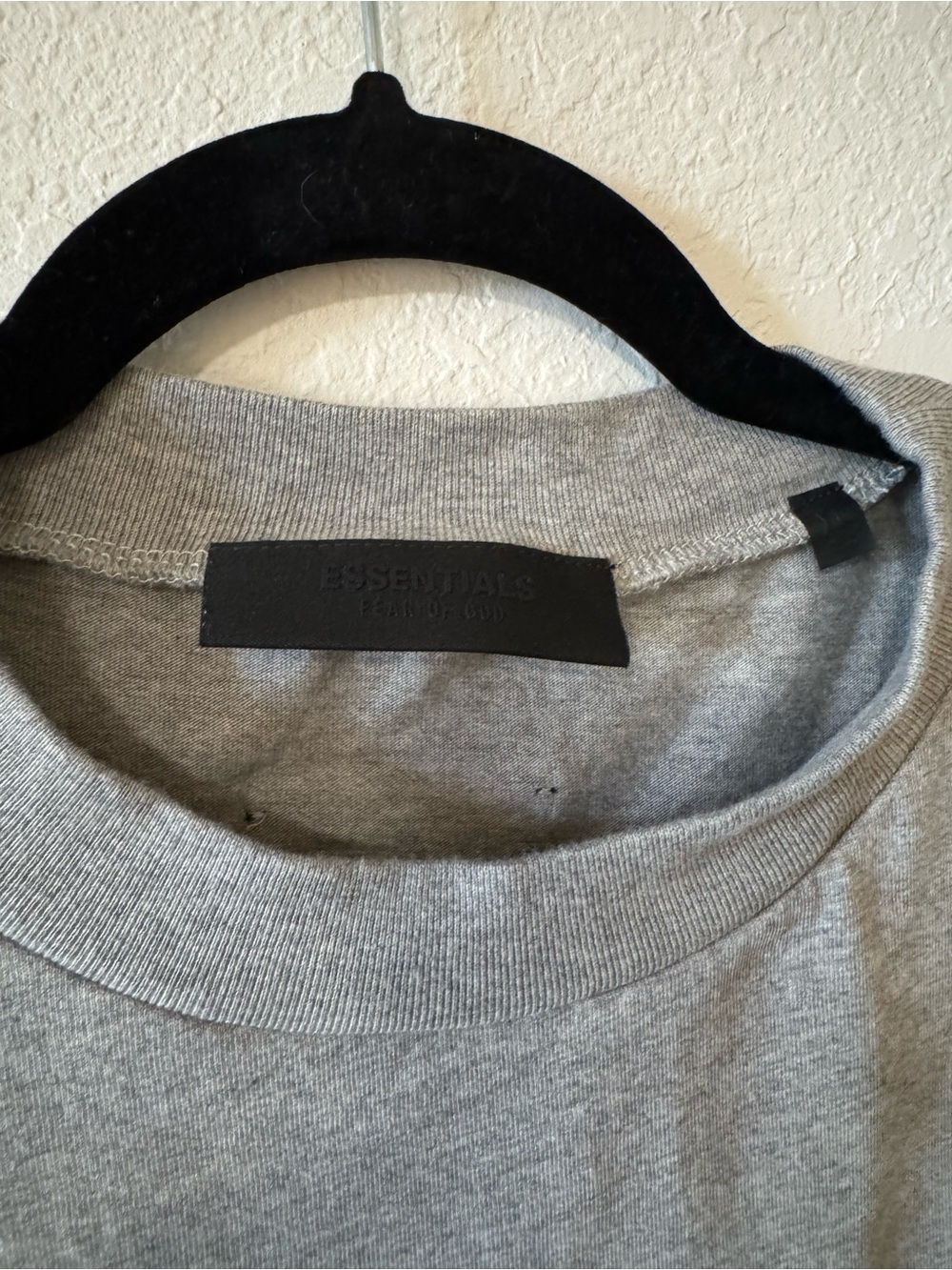 Essentials Grey Crewneck Tee with Black Neck Label - Picture 2 of 5